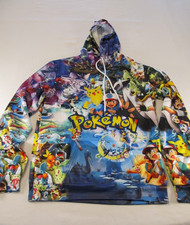 New Pok mon All Over Print Hoodie Ash Pikachu Youth Size Large