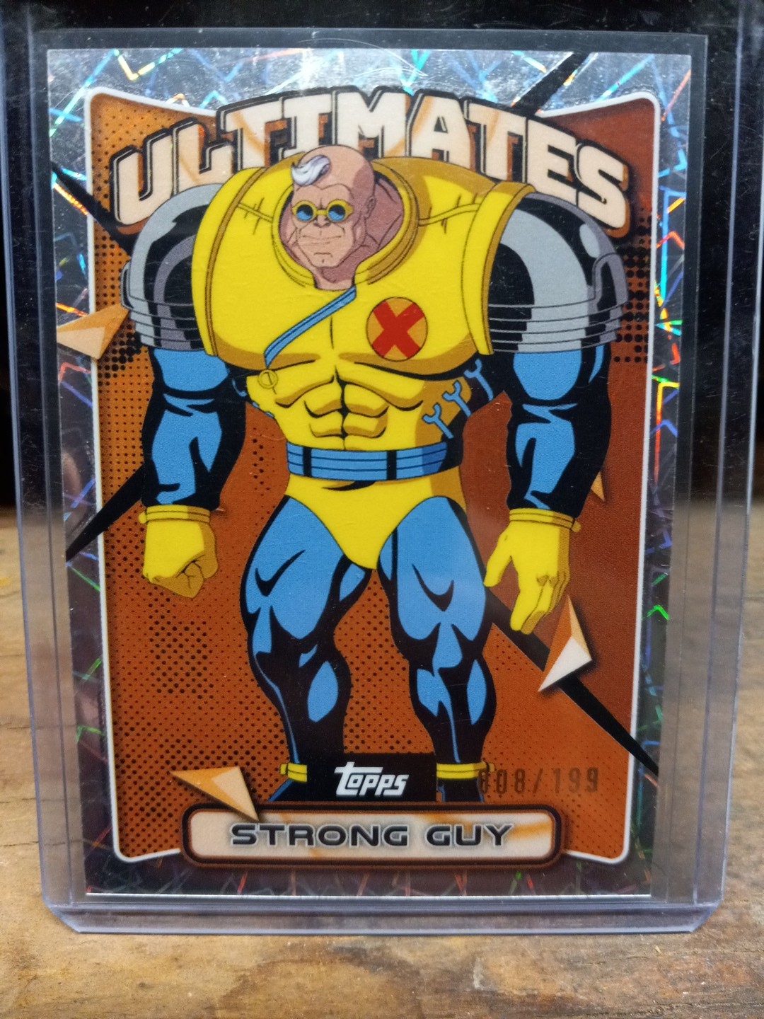 Strong Guy 2025 Topps Finest X-Men '97 #15 Laser Refractor 8/199