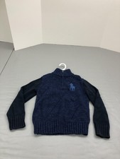 Polo Ralph Lauren Sweater Boys 8 Navy Half Zip Big Pony Knit Pullover Mock Neck