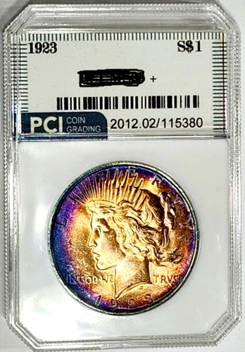 1923 Peace Dollar Gem BU + Beautiful  Lustrous Rainbow Color Toned