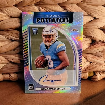2025 Donruss Optic Hidden Potential Omarion Hampton #9 Auto RC /199 Chargers
