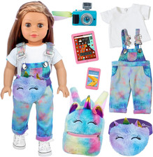 7 Pcs American 18 Inch Doll Clothes and Accessories - 18 Inch Doll Clothes Set w