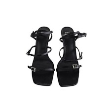 Mango Black Strappy Crystal Buckle Woman Sandal Heels