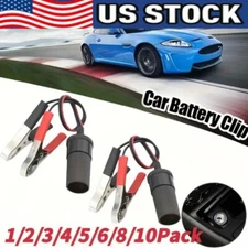 Lot Car Battery Alligator Clamp Cable Clip Cigarette Lighter Adapter Socket 12V 