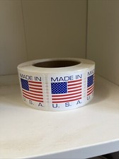 Made In USA American Flag Labels 2"x2" 500 PCS