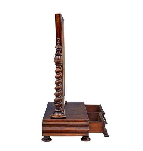 MID 19TH CENTURY CARVED WALNUT TOILET MIRROR - Picture 7 of 8