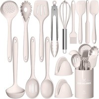 KüChenhelfer Set, 15-Teiliges Silikon Kochutensilien Kochbesteck Set Kakhi Neu