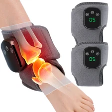 Cordless Electric Heated Ankle Wrap Brace Massage with Vibration for Pain Relief