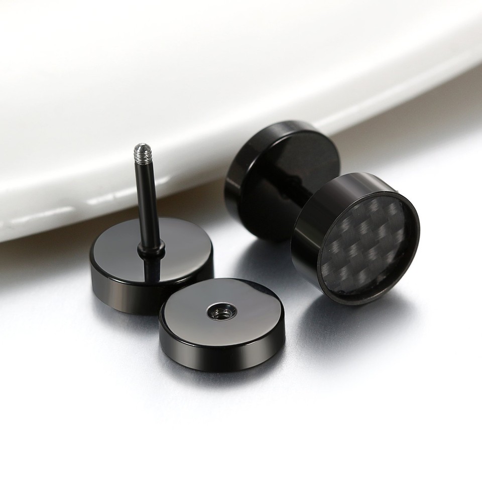 1 Piece Fashion Punk Earrings Double Sided Round Bolt Stud Earrings Ma &ndash; Genesis Cabaret