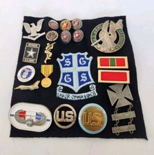 Lot MILITARY INSIGNIA Army AIR FORCE Navy MARINES PIN On Labor Omnia Vincit Felt