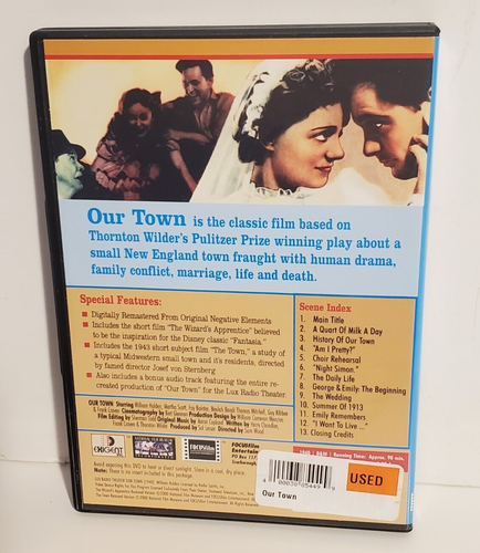 THORTON WILDER'S OUR TOWN WILLIAM HOLDEN THOMAS MITCHELL CLASSIC FILM MOVIE DVD - Imagen 2 de 2