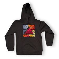 Adidas Boys Hoodie Small 8 Black with Colorful Logo