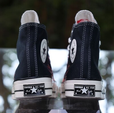 Converse Chuck Taylor 70 Hi Flames Men's Size 7.5 Black Red Custom
