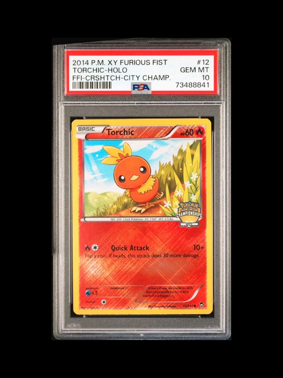 Pop 1 PSA 10 Pokemon XY Furious Fists 12 Torchic-Holo Crosshatch Championship