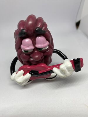 Vintage 1998 California Raisins Band rosa Gitarre 3'' PVC Figur Spielzeug Applaus 