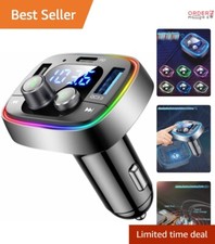 7 Color LED Bluetooth FM Transmitter  Music Player with Fast Charging USB Ports