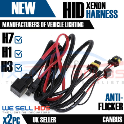 Xenon HID Kit Draht Relais Kabelbaum H7 H1 H3 40 AMP EINZELNER KABELBAUM BLINKENDES FLACKERN