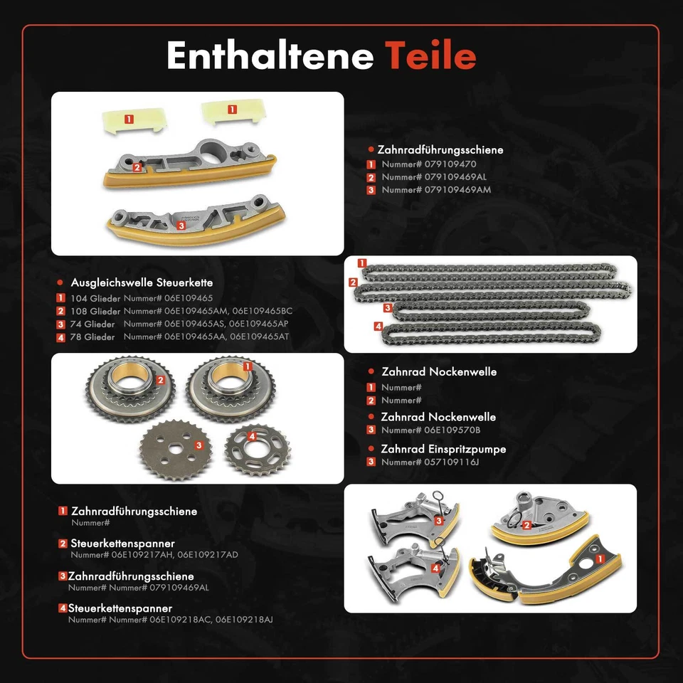 Steuerkettensatz Steuerkette für Audi A4 Avant 8K A5 A6 A7 A8 Q5 Q7 3.0L 08-17 - Bild 2 von 4