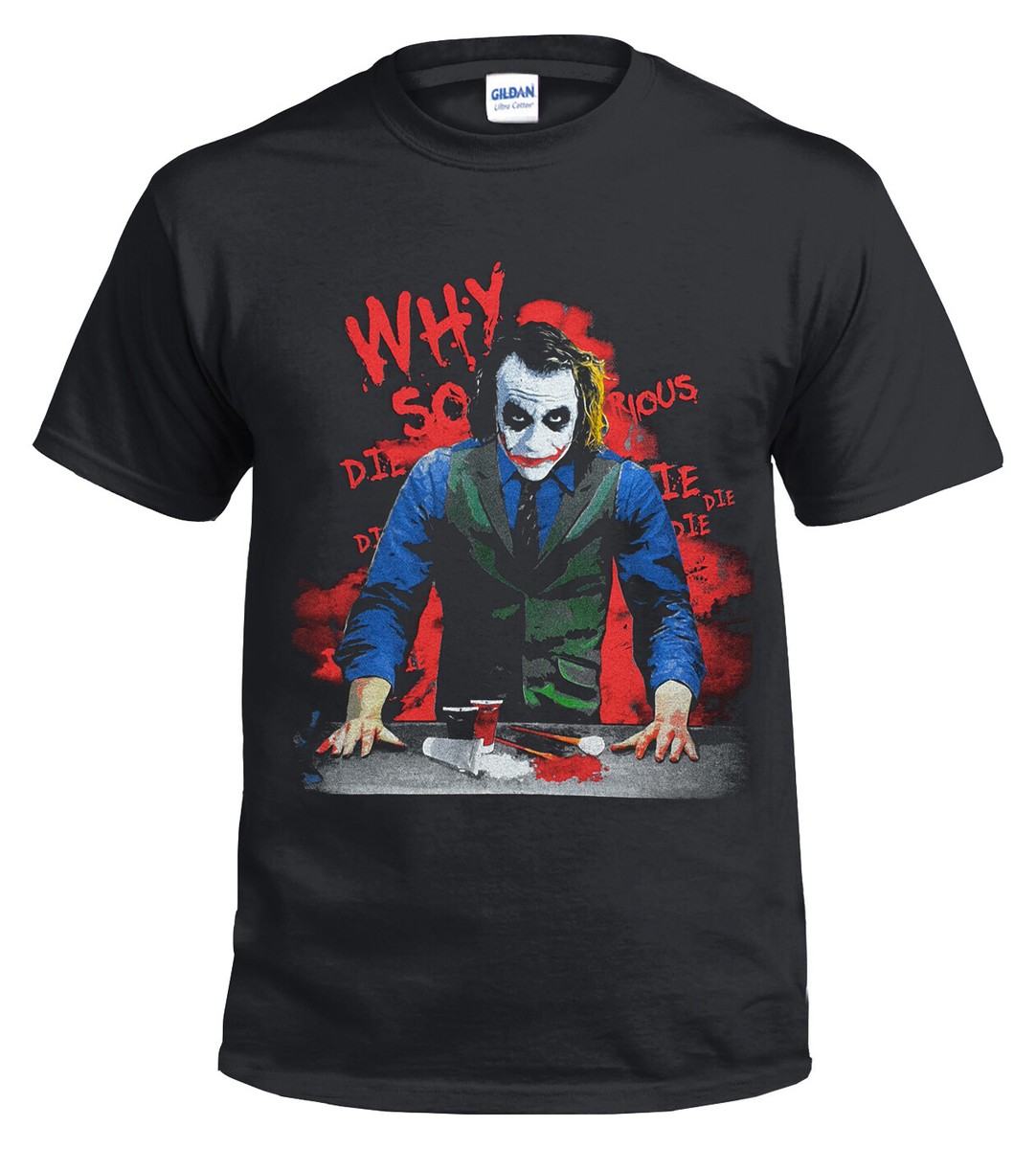 WHY SO SERIOUS? ART Men's T-Shirt Batman Heath Ledger Funny Joker