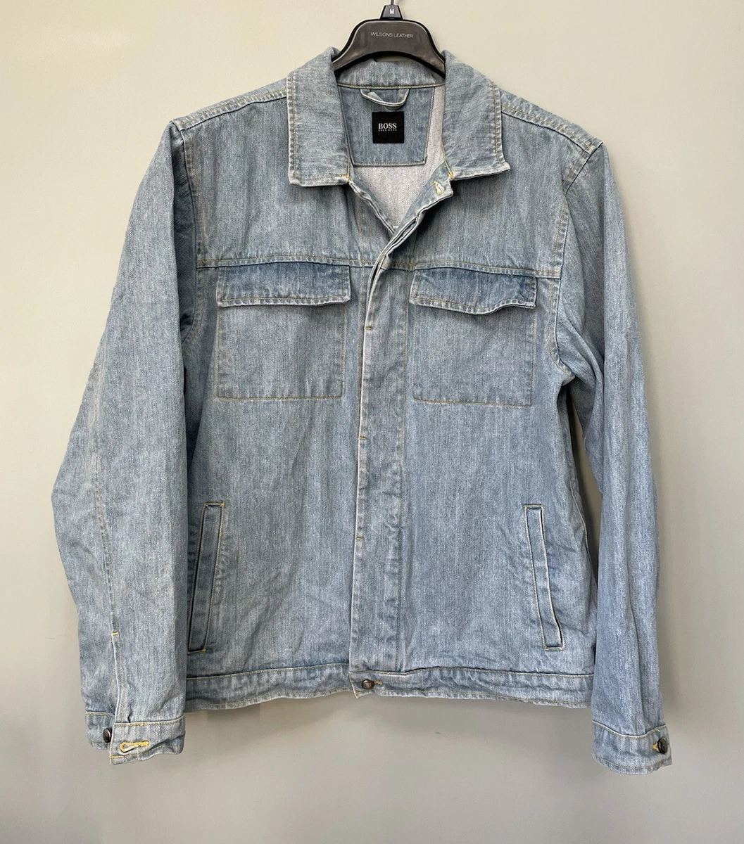 Hugo Boss mens button up denim jacket blazer light blue UK 46 EU 56