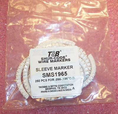 1 BAG OF 250 SMS1965 THOMAS & BETTS 16-10 AWG VINYL SLEEVE WIRE MARKERS (#5)
