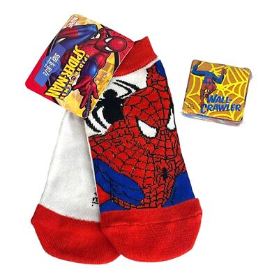 Marvel Spiderman SOCKS & MAGIC TOWEL Boys 6-8.5 Sock + Expandable Washcloth Kids