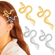 Snake Hair Clips Gold Serpent Hair Pin Glitter Silver Hair Accessorise Set fo...