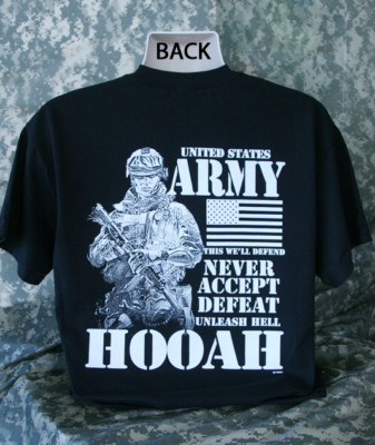 United States Army Hooah Flag T-Shirt Military Patriotic US USA