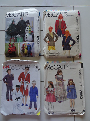 Lot of 4 McCalls Sewing Pattern 7852 7263 2054 8199 Vintage 1980's