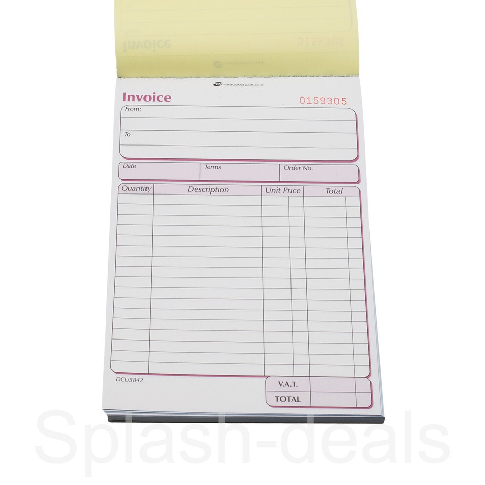 Carnets De Factures NCR Pukka Pads - Format 127x203mm - 50 Jeux Par Livre - Lot De 5 Carnets