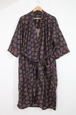 Vtg Pierre Cardin One Size Paisley Poly Flannel Belted Mid-Length Robe USA