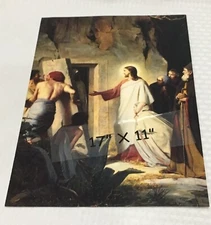 CHRISTIAN ART PRINT / POSTER - JESUS RAISING LAZARUS BY CARL BLOCH / 17" x 11"