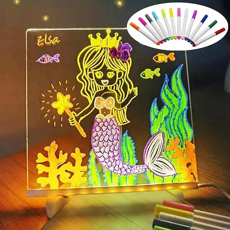 LED Note Board with Colors, Acrylic Dry Erase Board with 7 Pens for Home Office - Image 3 of 4