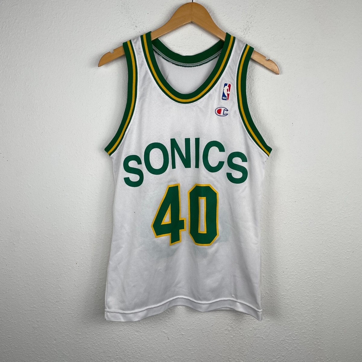 SHAWN KEMP #40 SEATTLE SUPERSONICS SONICS Taille 36 Maillot Basketball  Champion NBA