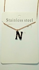 18k Rose Gold Color Stainless Steel Letter N Necklace Christmas Gift Holiday