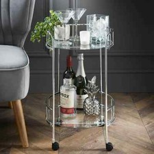Drinks Trolley with Glass Shelves Mini Bar Cocktail Table with Castors