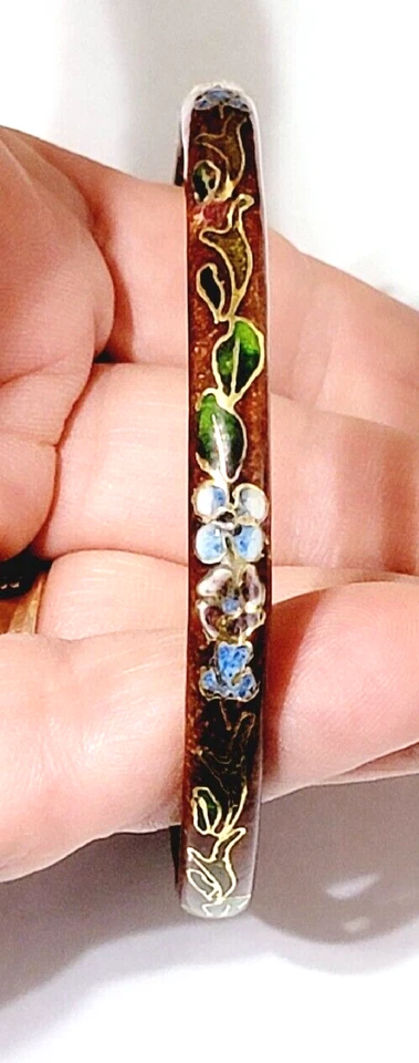 Brazalete Brazalete Cloisonne Vintage Rojo/Verde/Dorado/Azul/Blanco/Rosa, Floral Asiático Foto 4 de 4