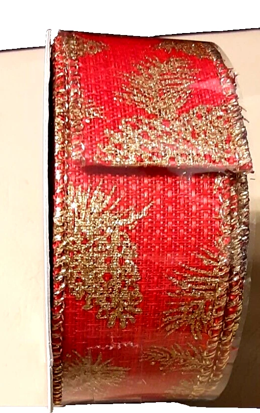 Michael's Red and Gold Wire-Edged Ribbon 1.5 Inches x 25 Feet NEW - Image 4 of 4