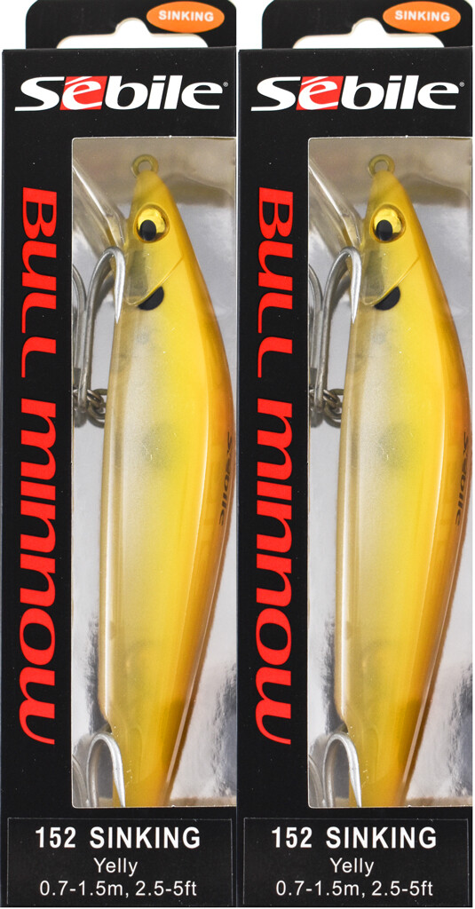 (LOT OF 2) SEBILE BULL MINNOW BMI-152-SK-YLY 2-3/8OZ 1443249 YELLY DM1116