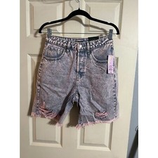 Wild Fable High Rise 8" Cut Off Shorts Womens Sz 2/26-Pink Acid Wash