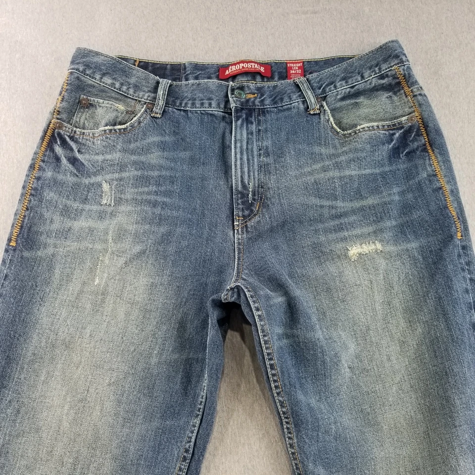 Pantalones de mezclilla Aéropostale para hombre talla 38x32 pierna recta 100 % algodón buena calidad Foto 2 de 4