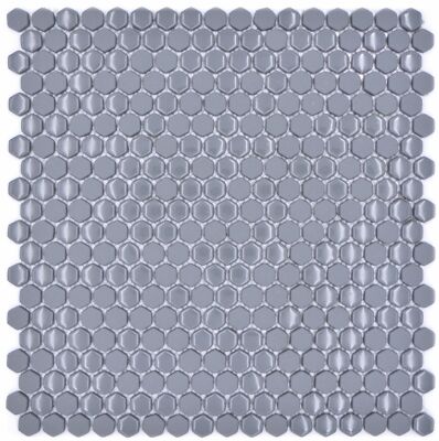 Glasmosaik Hexagon mix grau glänzend/matt Duschwand Bad WC | WB140-0201 | 1Matte