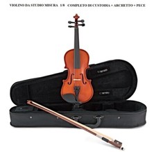 VIOLINO MISURA 1/8 PER BAMBINO DA STUDIO KIT COMPLETO DI CUSTODIA ARCHETTO PECE