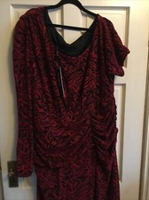 RED BLACK Glitter DRESS SIZE 24 WEDDING COCKTAIL LOVEDROBE MIDI WOMEN'S STRETCH