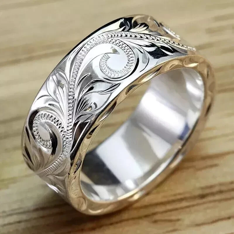 Wedding Filigree Band Ring 925 Silver 14k White Gold Plated Unisex Band Ring - Image 3 of 3
