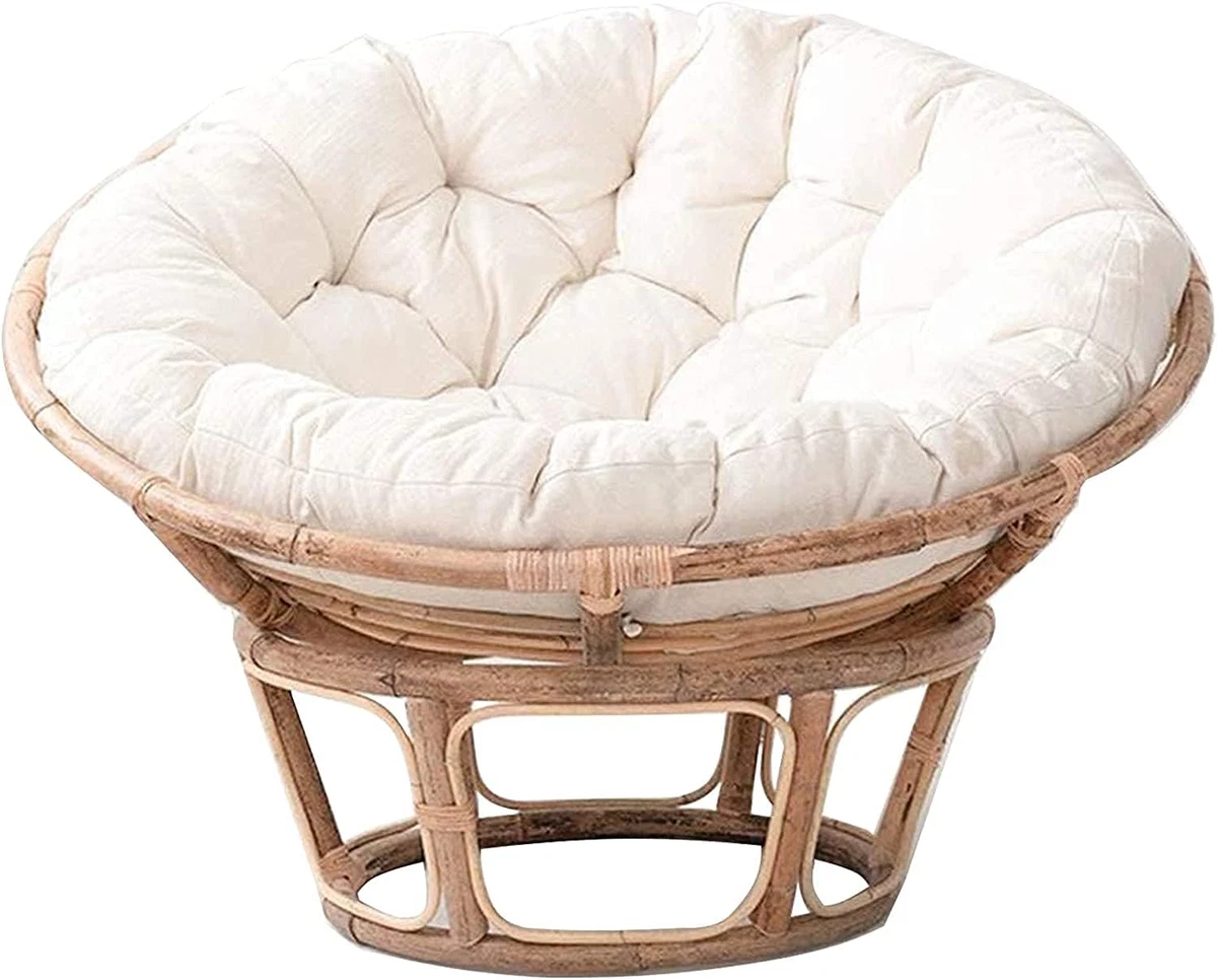 Overstuffed Rattan Papasan Chair Cushion Solid Color round Thick