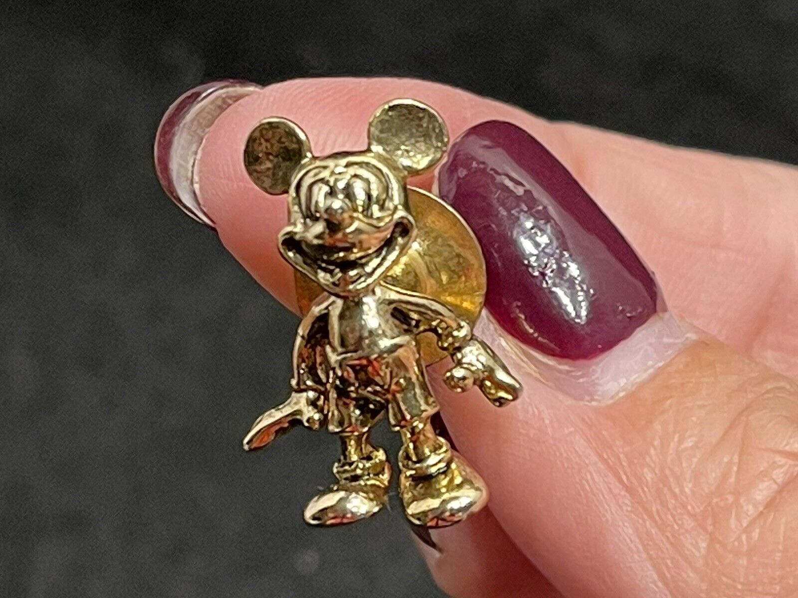 Vintage Disney Mickey Mouse Pin Brooch Gold Tone - image 1