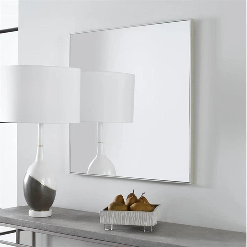 Uttermost Alexo Square Contemporary Plastic and MDF Mirror in Brushed Silver - Picture 2 of 6