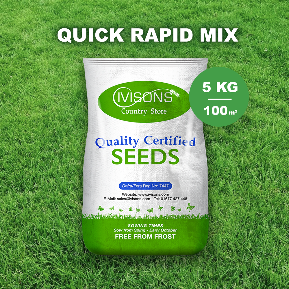 5kg Ivisons Super Fast Growing Premiership Front & Back Garden Grass Seed Mix