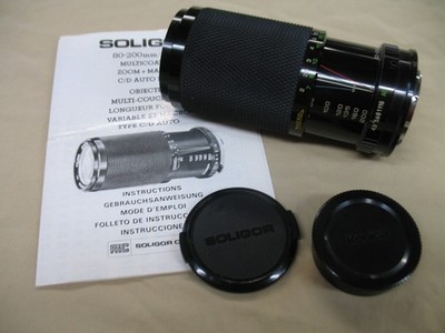 Soligor 80-200mm f4.5 Lens Caps Konica Mount Zoom + Macro Instruction Brochure
